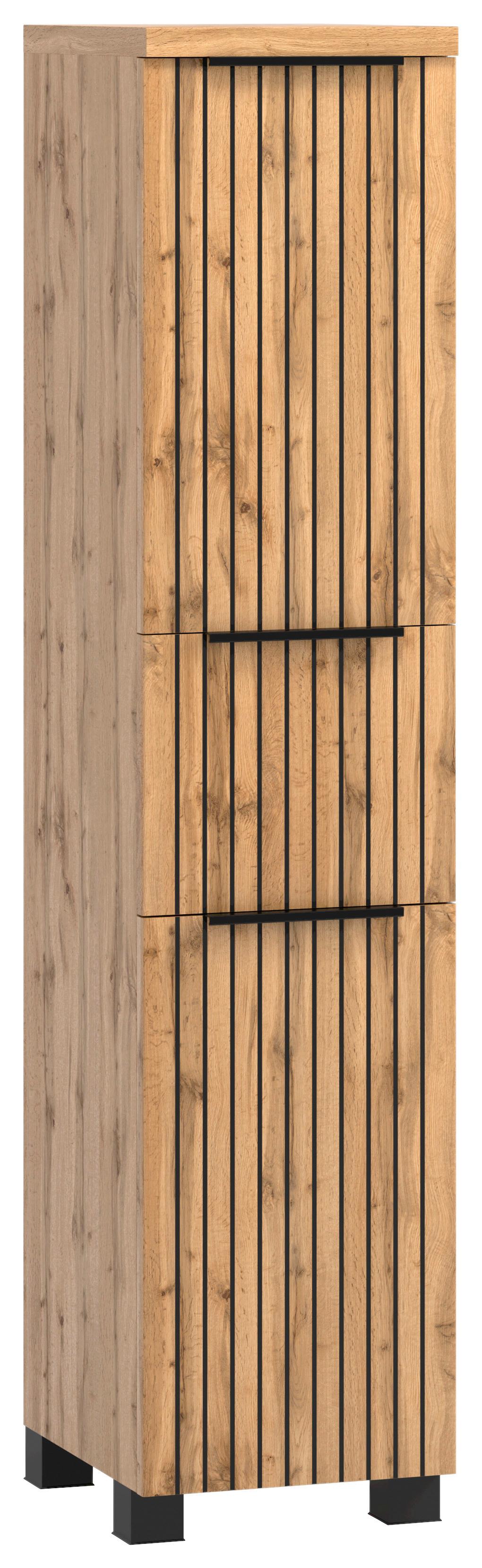Midischrank Chester B: 30 cm Eiche Wotan Dekor/Schwarz - Eiche Wotan/Schwarz, MODERN, Holzwerkstoff (30/130/35cm) - Held