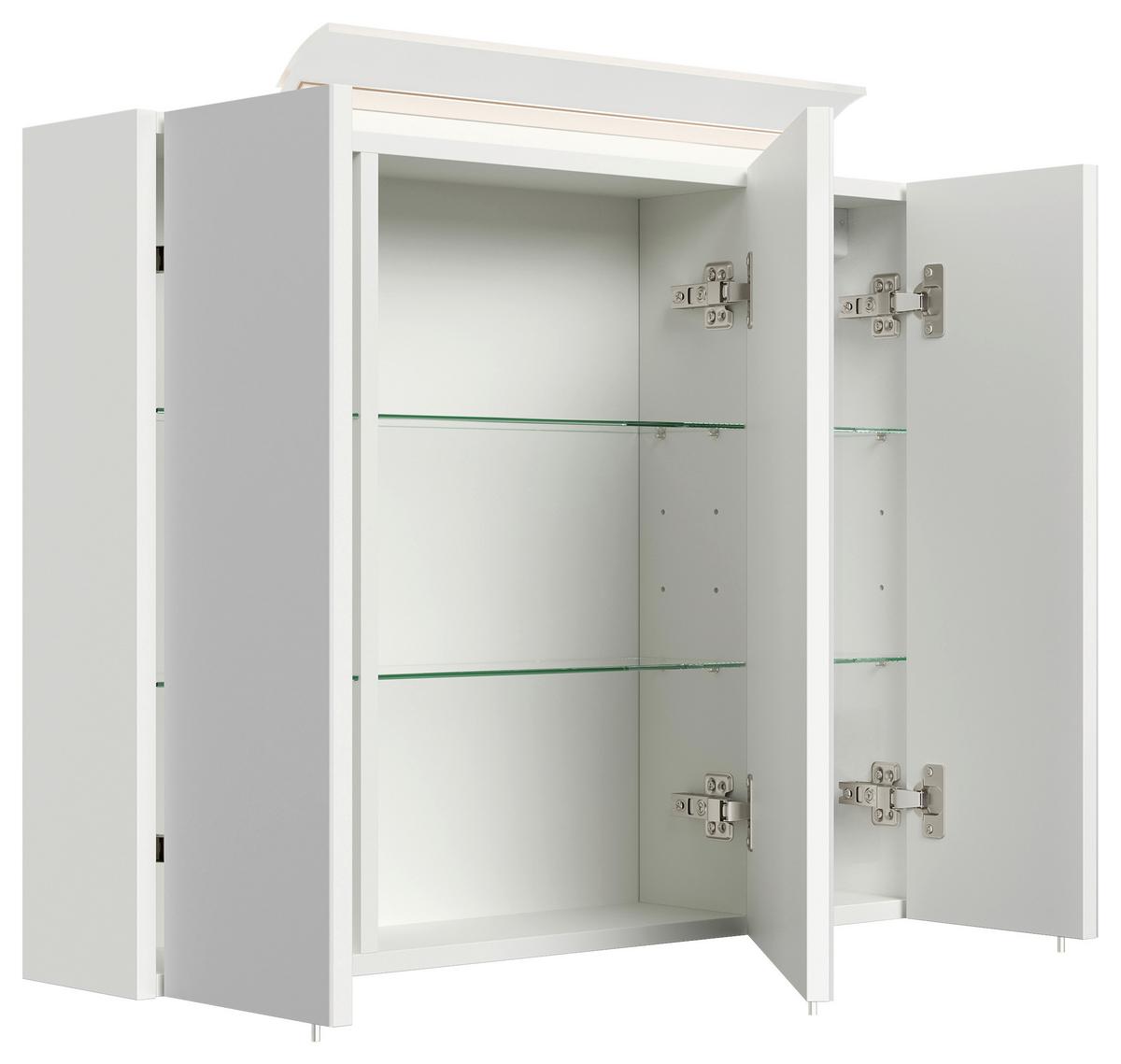 Spiegelschrank Weiß Hochglanz B: 80 Cm - Weiß Hochglanz, MODERN, Glas/Holzwerkstoff (80/62/17cm) - MID.YOU