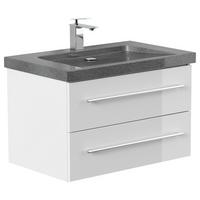 WASCHTISCHKOMBI Yamo, Weiß HG B: 75 cm - Weiß Hochglanz, Basics, Holzwerkstoff/Stein (75cm) - MID.YOU