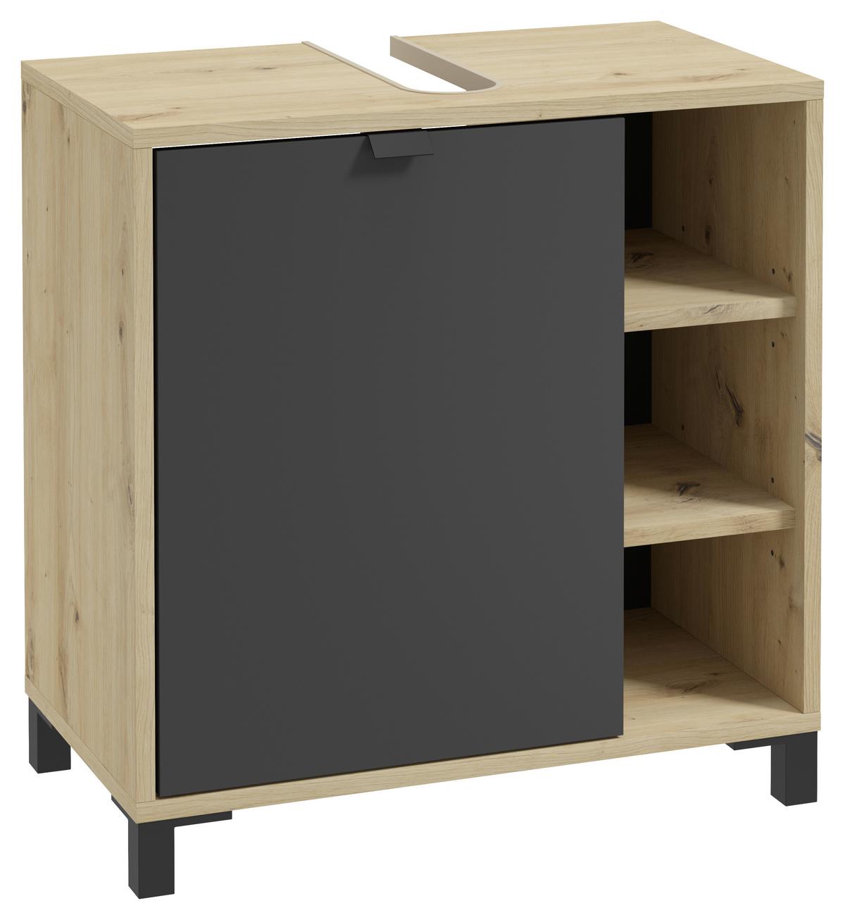 Waschbeckenunterschrank Vira B: 60 Cm, Amora Anthrazit - Eichefarben/Anthrazit, Basics, Holzwerkstoff (60/62/34cm) - MID.YOU