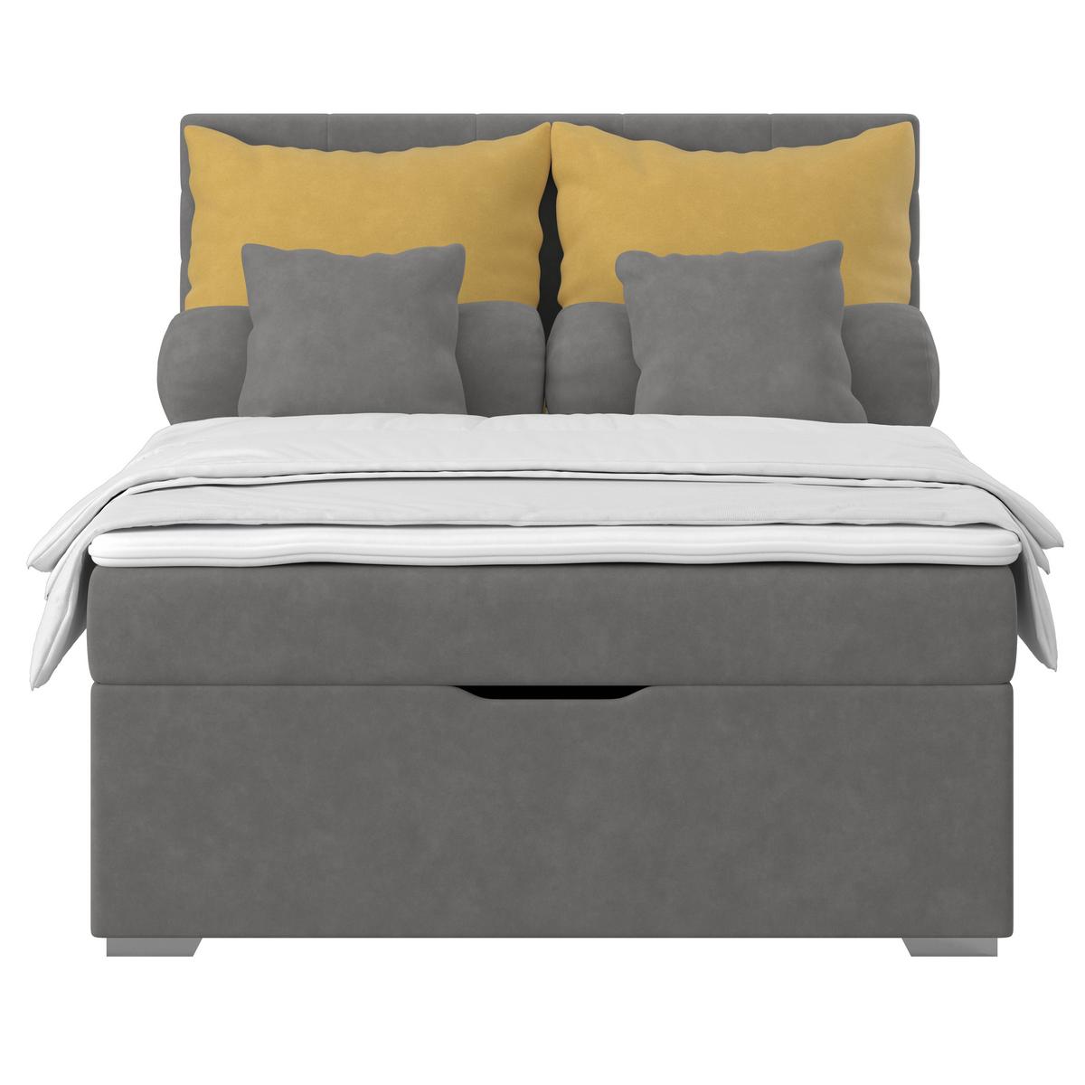 Kárpitozott Ágy Adria 140/200cm - sötétszürke, Konventionell, textil/fa (140/200cm)