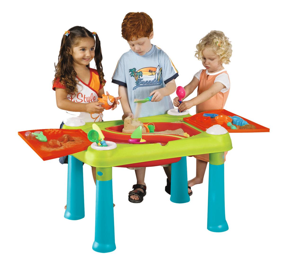 DĚTSKÝ ZAHRADNÍ STŮL CREATIVE FUN TABLE - tyrkysová/červená, Basics, plast (79/56/50cm) - Mömax