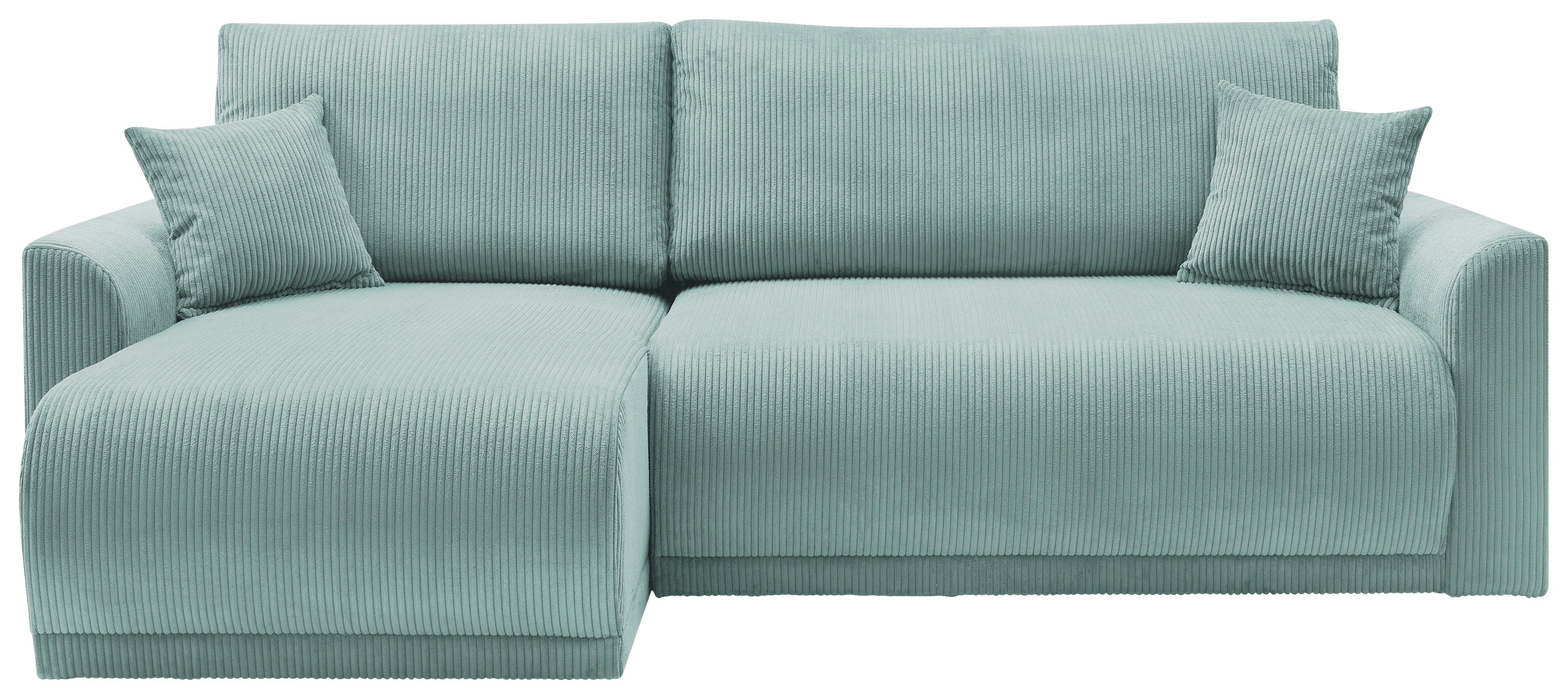 Rohová sedačka KIM L146, obojstr., mätovozel. menčester - mätovozelená, Modern, drevo (233/146cm)
