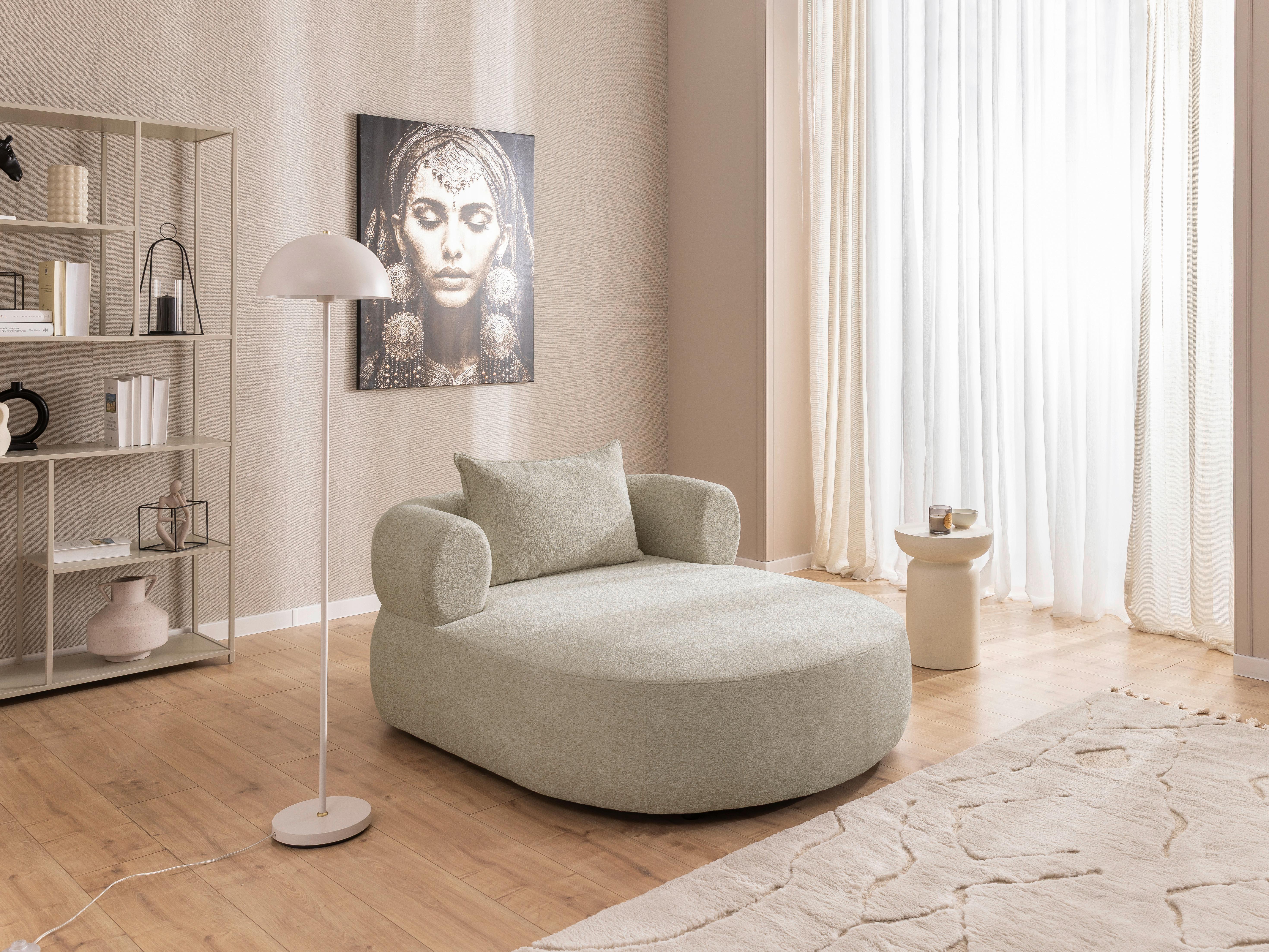 XXL-Sessel Ferro Beige B: 122 cm - Beige/Schwarz, Design, Textil (122/76/156cm) - Livetastic