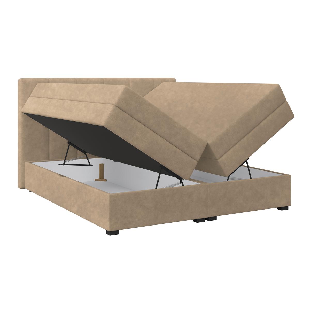 Boxspringbett Mit Topper & Bettkasten 200x200 Lauro - Schwarz/Braun, Trend, Textil (200/200cm)