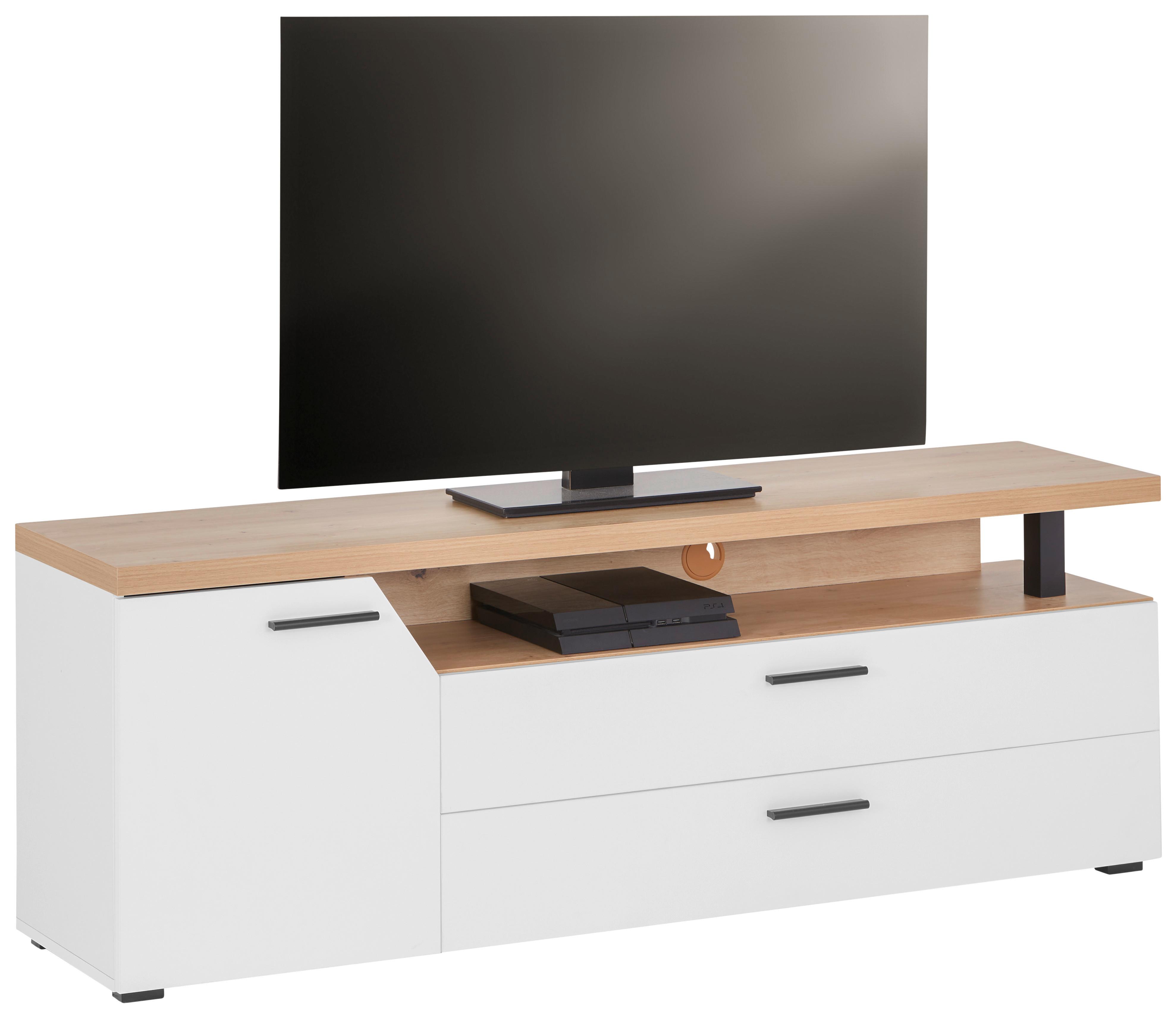 STOLEK NA ELEKTRONIKU NICO - bílá/černá, Moderní, kompozitní dřevo/plast (160/58,4/40cm)