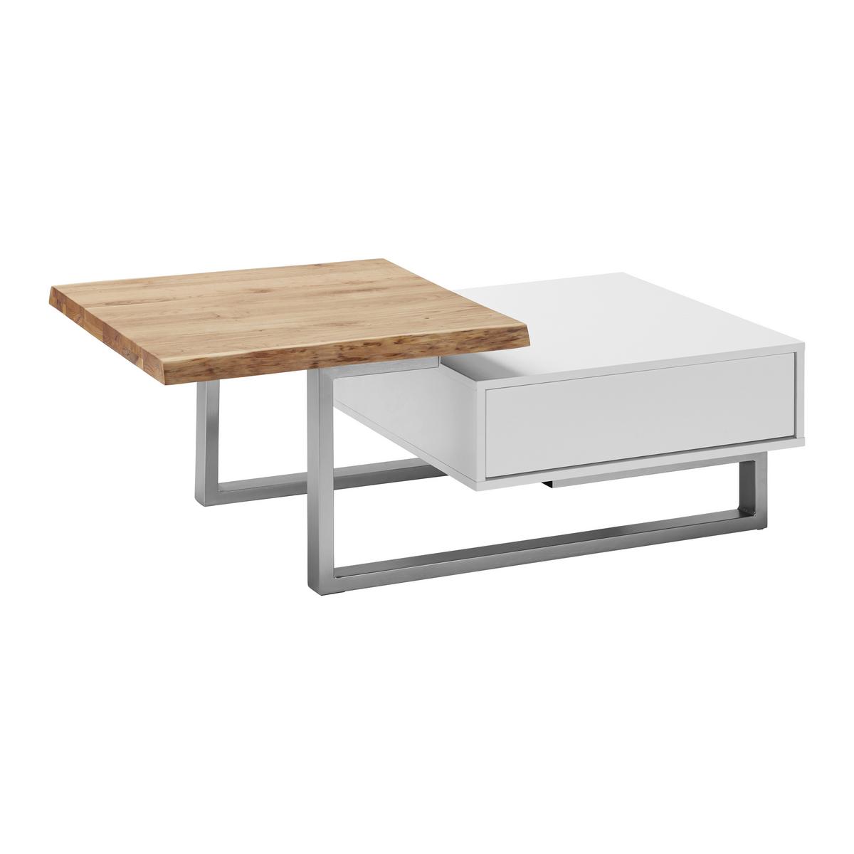 Konferenční stolek CARLOS - bílá/barvy dubu, Moderní, kov/dřevo (110/61/40cm) - Modern Living