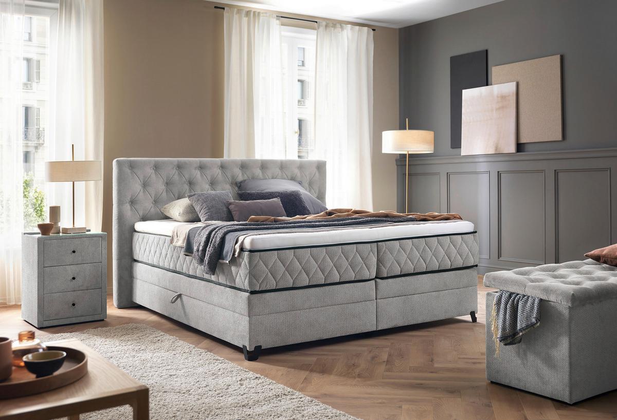 Boxspringbett Carmen A Silber 160x200 Cm - Türkis/Silberfarben, KONVENTIONELL, Holz/Holzwerkstoff (160/200cm) - James Wood