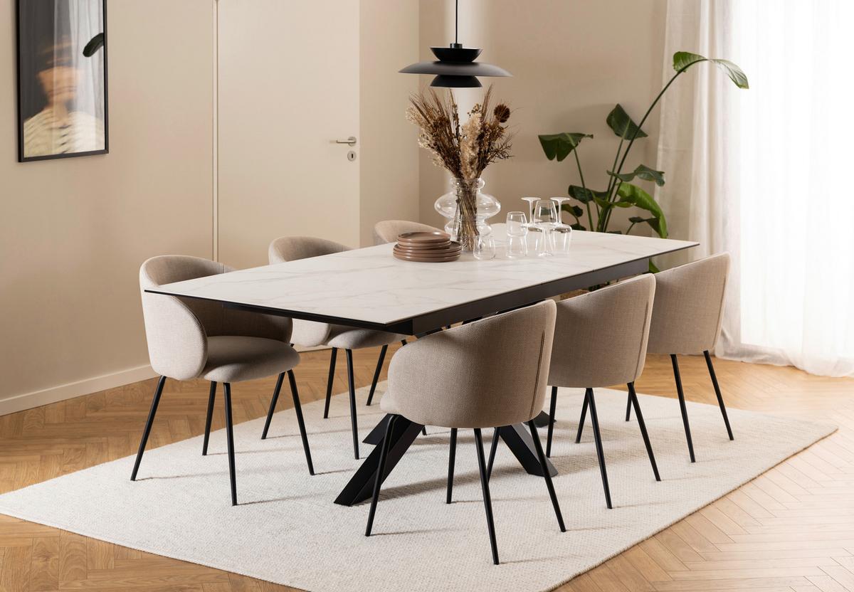 Esstisch ausziehbar Heaven 200-240x100x76cm Schwarz/Weiß - Schwarz/Weiß, Trend, Keramik/Metall (200-240/100/76cm) - MID.YOU