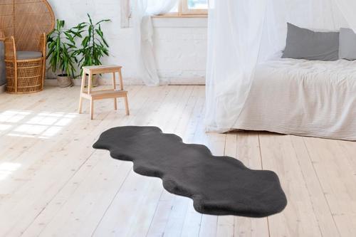 Kunstfell Rabbit Anthrazit 60x180 cm - Anthrazit, Trend, Textil (60/180cm) - Kayoom
