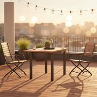 Balkontisch Balkonausziehtisch - Graphitfarben/Naturfarben, MODERN, Holz/Metall (65-130/75/65cm) - Gardenson