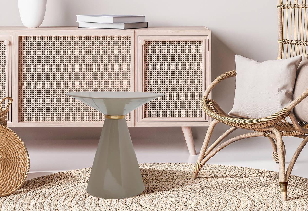 PRÍRUČNÝ STOLÍK ART DECO - sivohnedá/zlatá, Trend, kov (47/41cm)