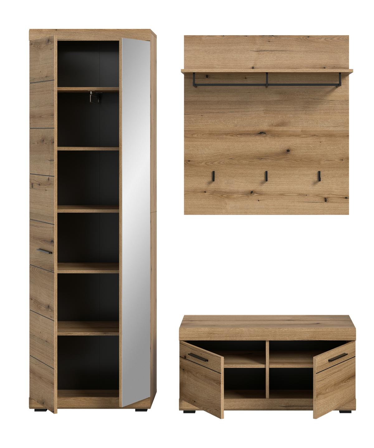Garderobe Scout 3-Teilig Eiche dunkel B: 167 cm - Eiche dunkel, Design, Holzwerkstoff (167/197/40cm) - Livetastic
