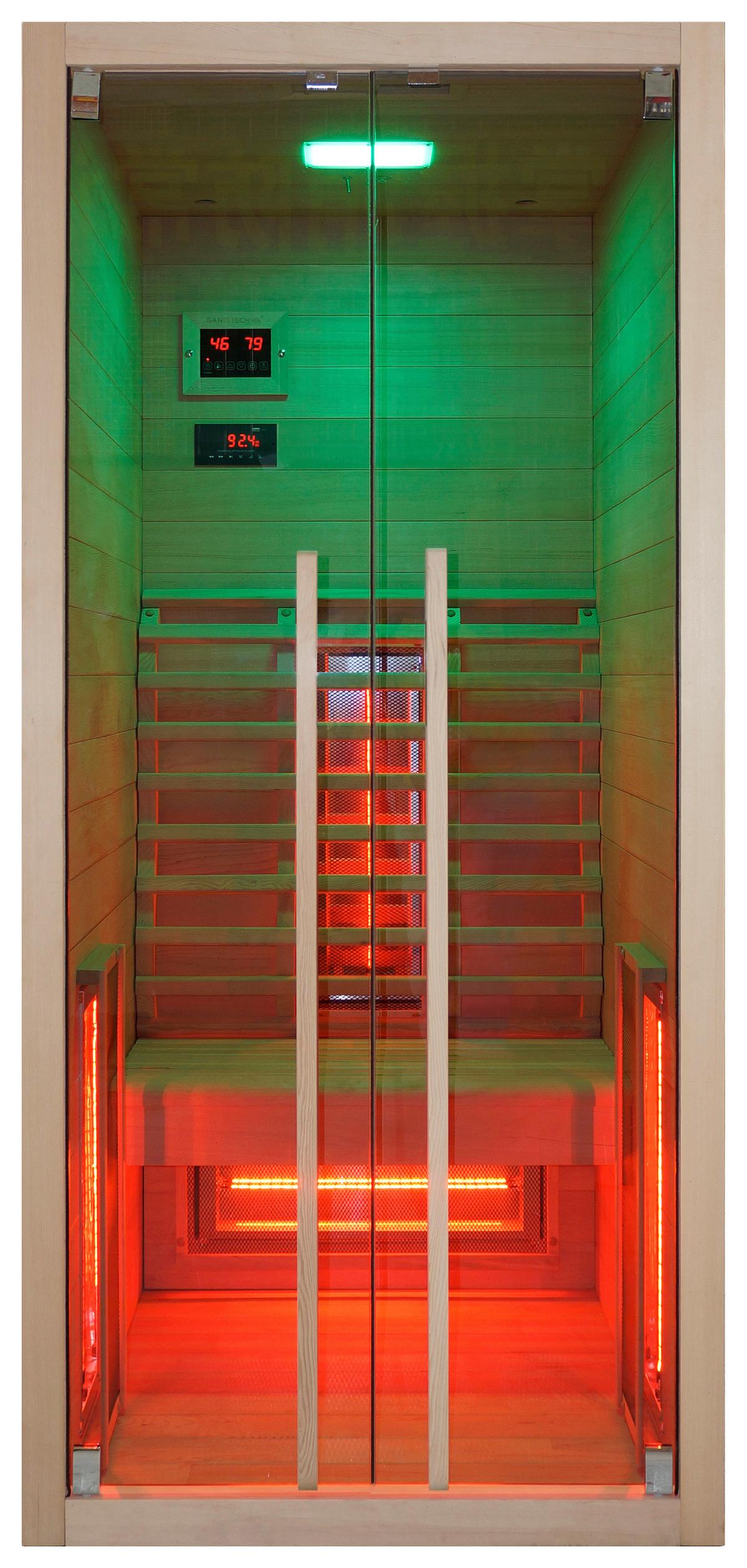 Infrarotkabine 1 Person 90,5x195x100 cm Ruby - Naturfarben, Basics, Holz (90,5/195/100cm) - Sanotechnik