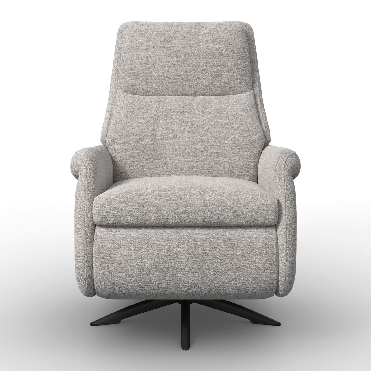 Relaxační křeslo ALICE, světle šedé buklé, max. 140 kg - černá/světle šedá, Moderní, kov/dřevo (76/110/94cm) - Bessagi Home