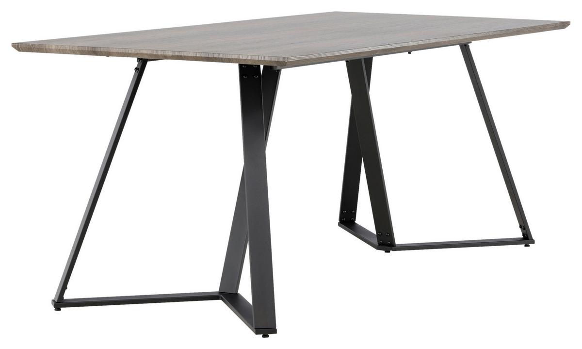 Esstisch Marina - Schwarz/Grau, Design, Holzwerkstoff/Metall (180/90/75cm) - Livetastic