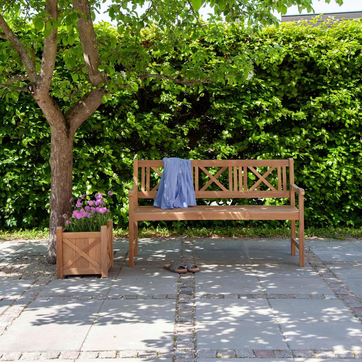 Gartenbank Holz Rosenborg 3-Sitzer - Naturfarben/Teakfarben, Natur, Holz (58/89/150cm) - Gardenson