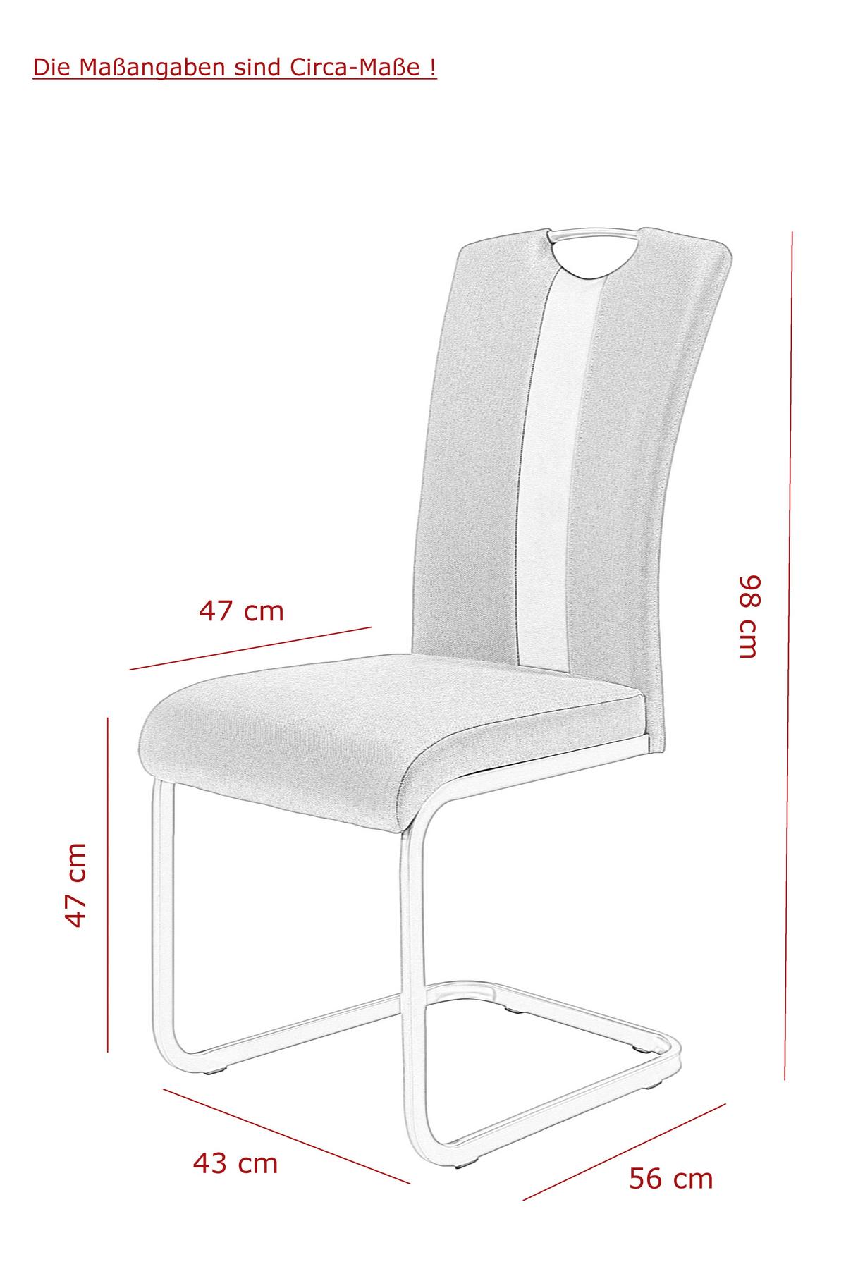 Schwingstuhl Amber Anthrazit/ Grau Gepolstert 2er-Set - Anthrazit/Grau, MODERN, Textil/Metall (43/98/56cm) - MID.YOU