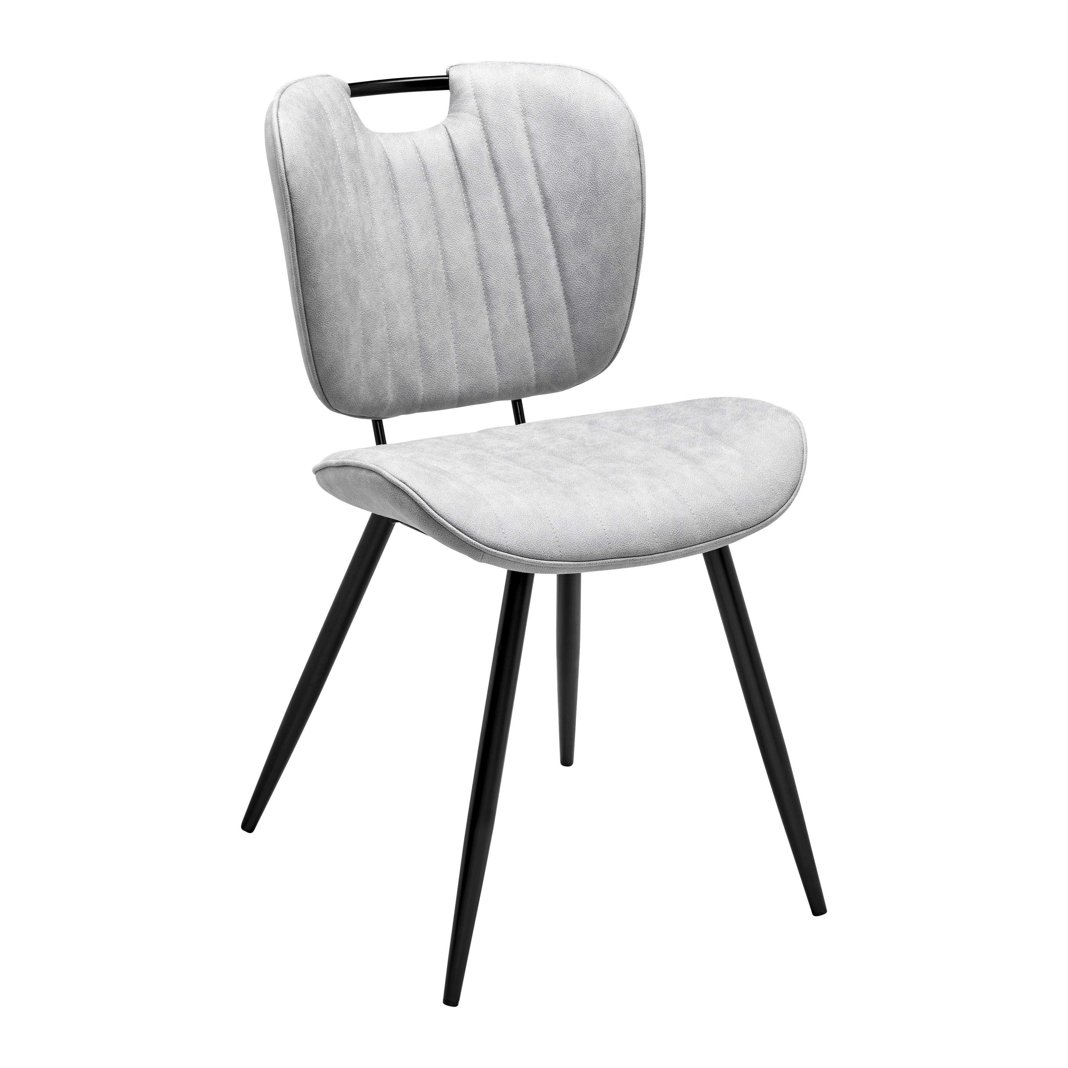 Jídelní židle HINA sv. šedá - černá/světle šedá, Moderní, kov/dřevo (46/84/57cm) - Bessagi Home