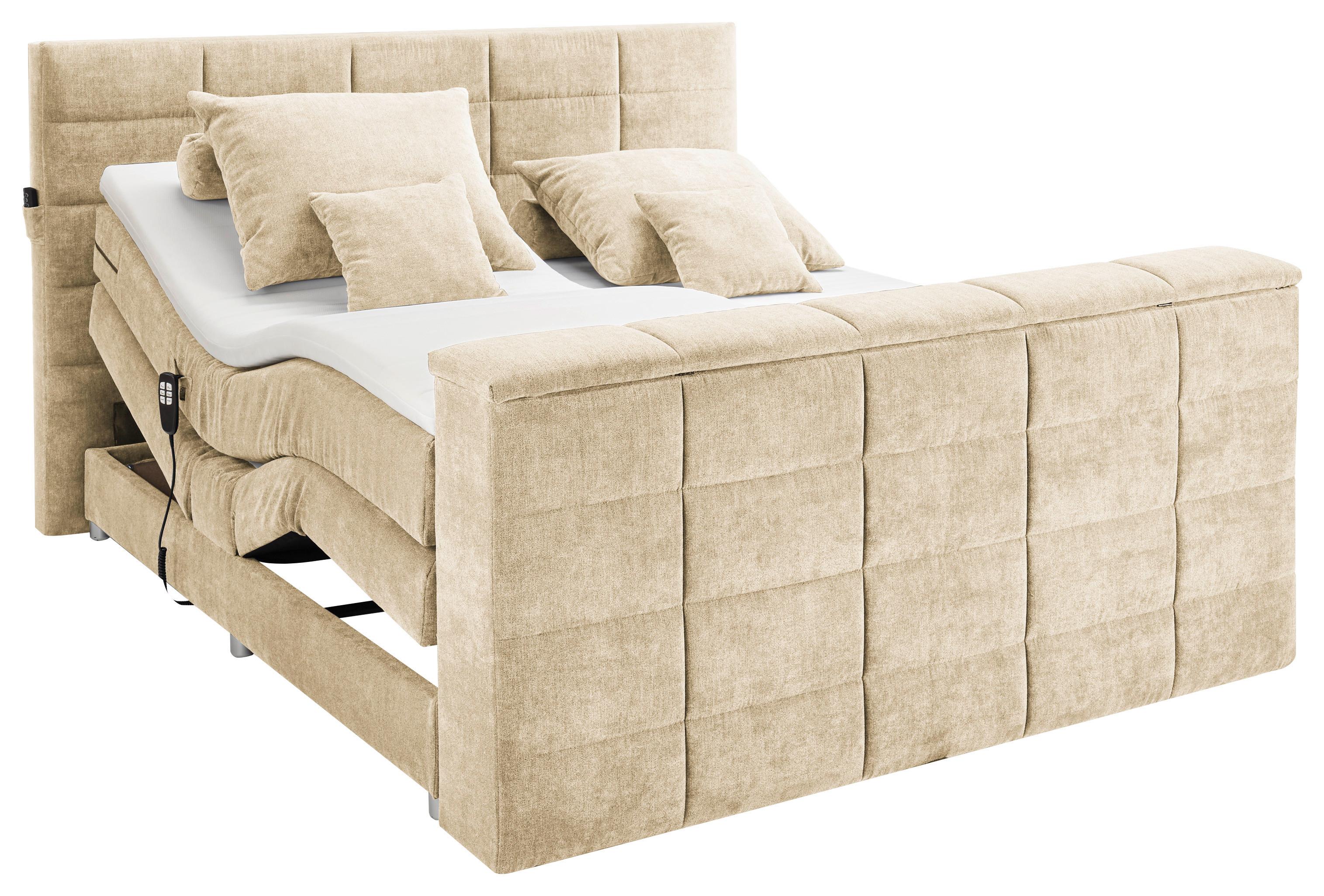 Boxspringbett Mit Topper 180x200 Denver - Sandfarben, KONVENTIONELL, Textil (180/200cm) - Carryhome