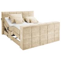 Boxspringbett mit Topper 180x200 Denver - Sandfarben, KONVENTIONELL, Textil (180/200cm) - Carryhome