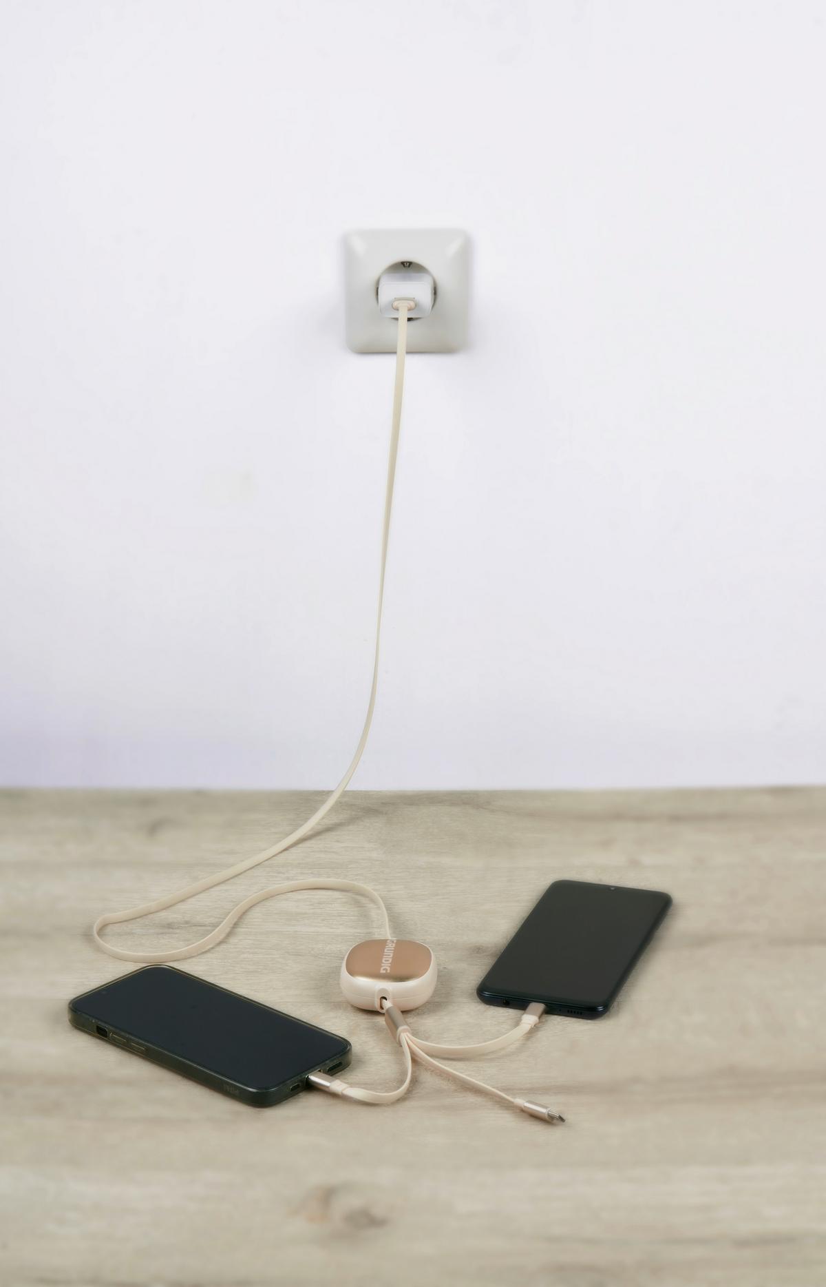 USB-LADEKABEL 3 Adapter - Blau/Beige, Basics, Kunststoff/Metall (9,3/3/16,3cm) - Grundig