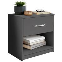 Noční stolek FAIR grafitová - černá/barvy stříbra, Konvenční, kompozitní dřevo/plast (39/41/28cm) - Based