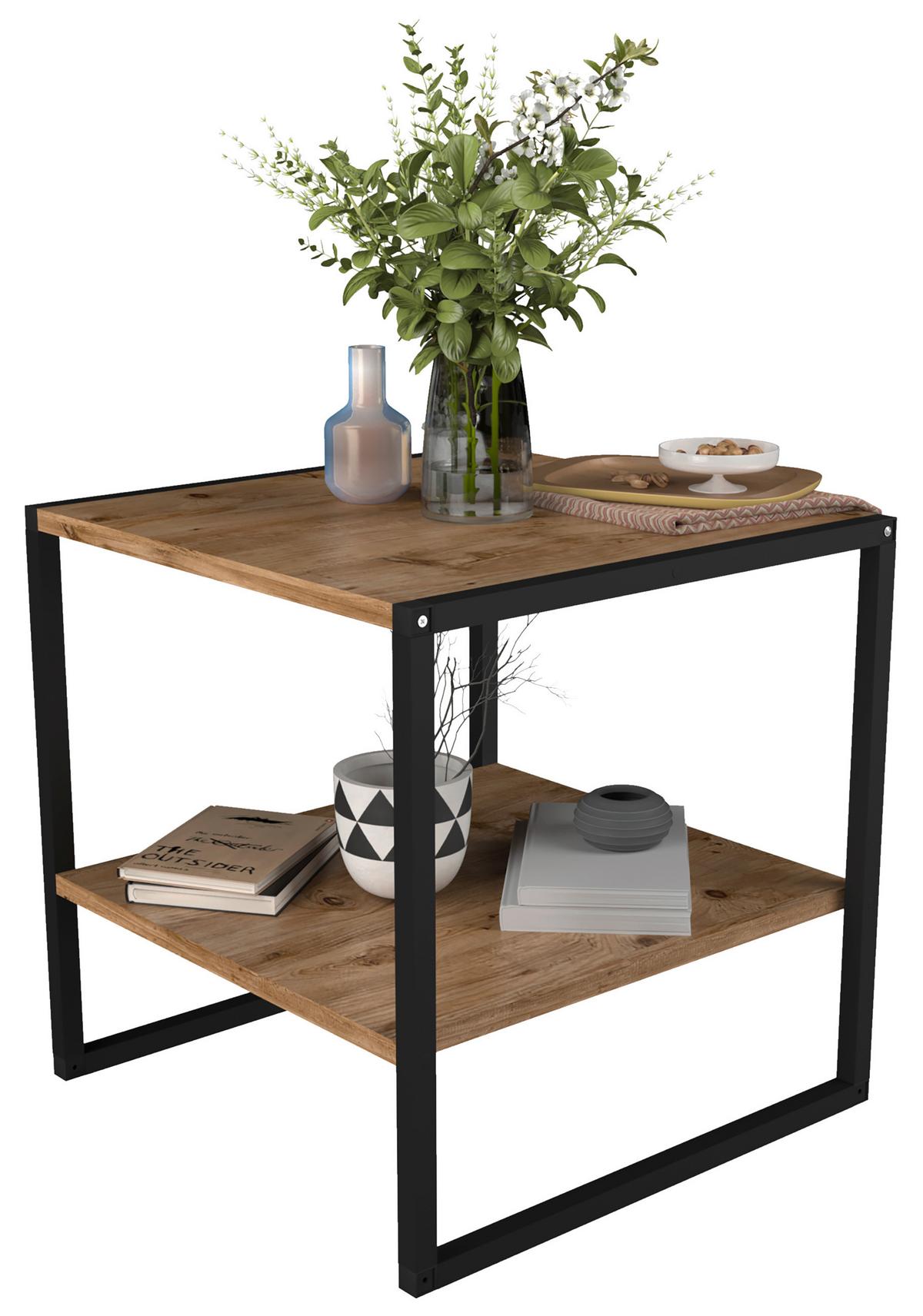 Couchtisch Insasi Honigeiche Dekor Schwarz - Honigeiche/Schwarz, Design, Holzwerkstoff/Metall (50/50/50cm) - MID.YOU