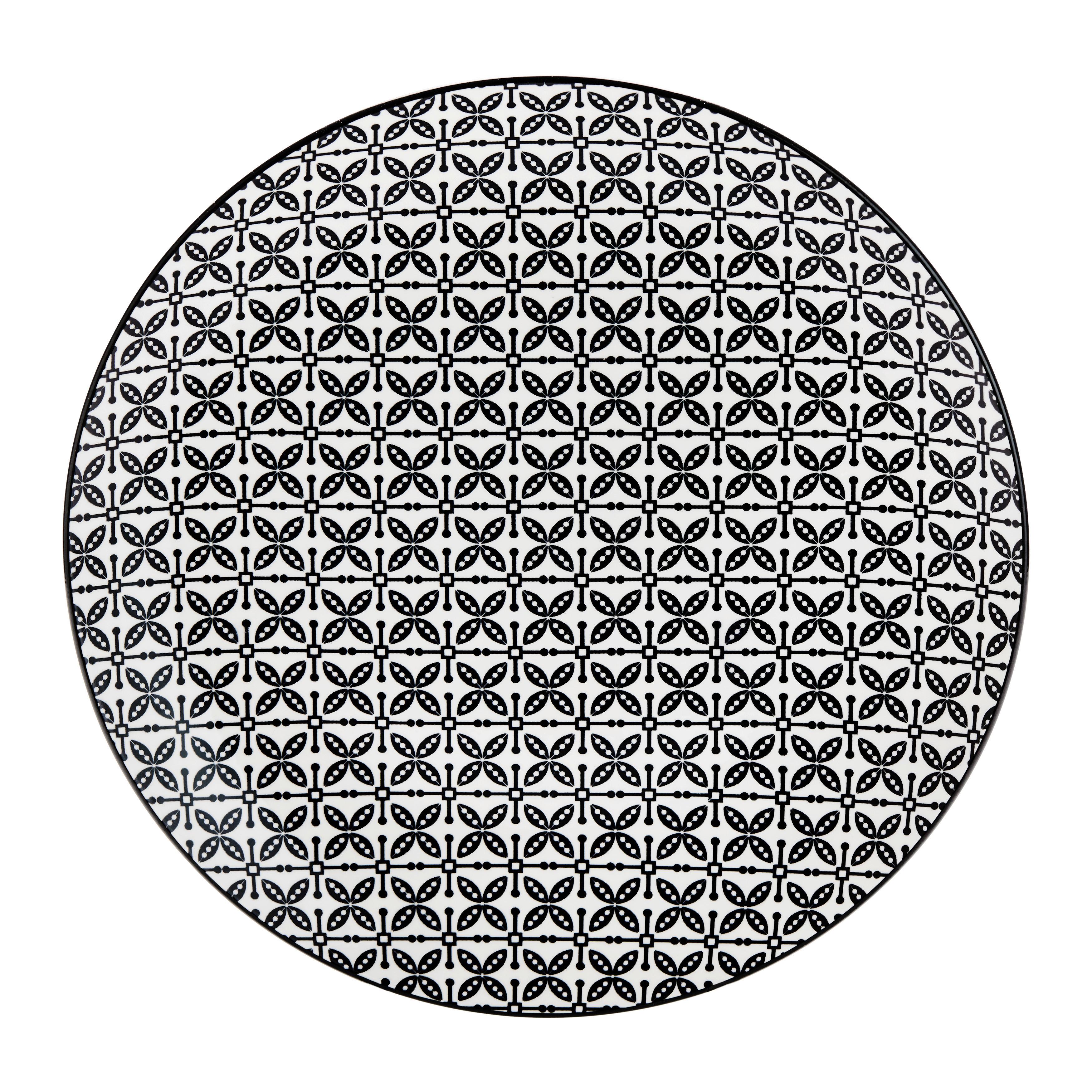 Mělký talíř SHIVA - bílá/černá, Lifestyle, keramika (27/2,5cm) - Mömax