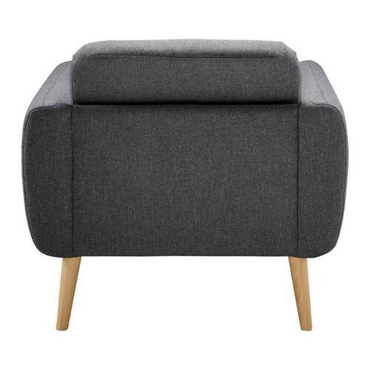 Malé křeslo PIA, tmavě šedé - tmavě šedá/přírodní barvy, Moderní, dřevo/textil (86/76/75cm) - Bessagi Home