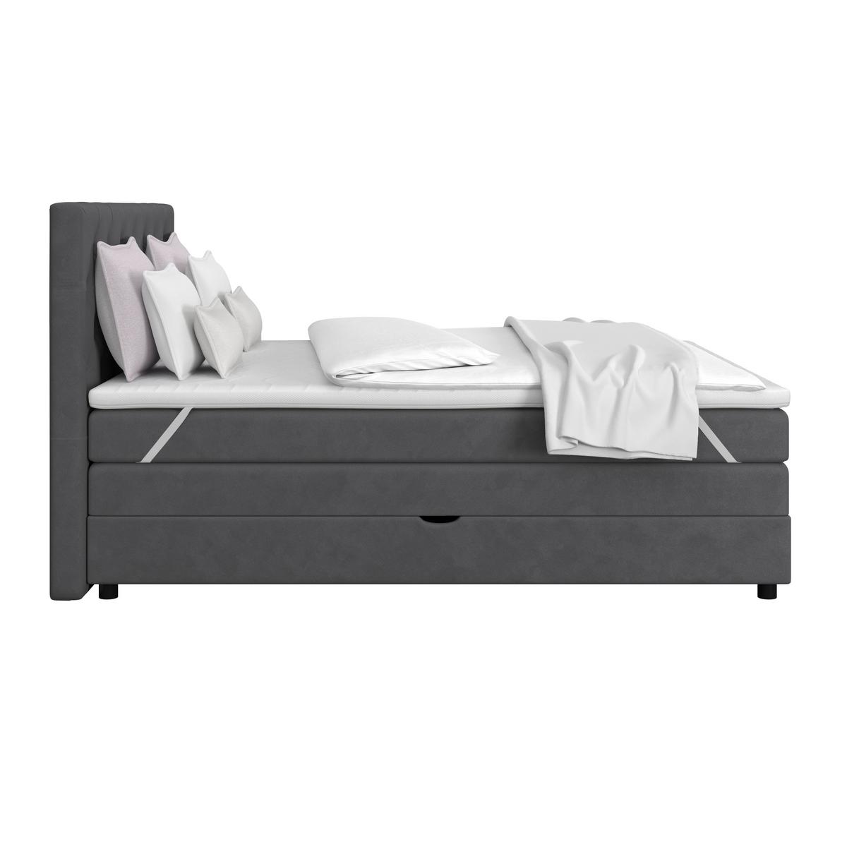 Boxspringbett Elio Graphitfarben 160x200 cm H4 - Schwarz/Graphitfarben, ROMANTIK / LANDHAUS, Textil (164/121/212cm) - James Wood