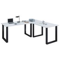 Eckschreibtisch Lona Weiß B: 80 cm - Schwarz/Weiß, MODERN, Holzwerkstoff/Metall (220/220/76cm) - MID.YOU