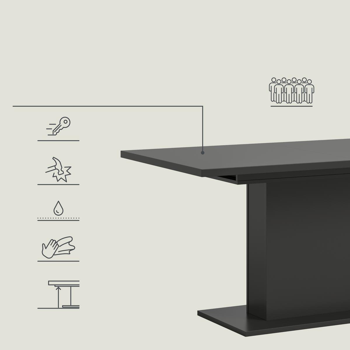 Ausziehtisch Marlon 150 Az Melamin Grau, B:150-190 Cm - Grau, KONVENTIONELL, Holzwerkstoff (150-190/90/76cm) - MID.YOU