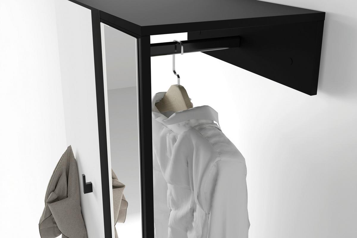 Garderobe Andorra Schwarz/Weiß B: 55 cm - Schwarz/Weiß, Design, Holzwerkstoff (55/187,5/40,5cm) - MID.YOU