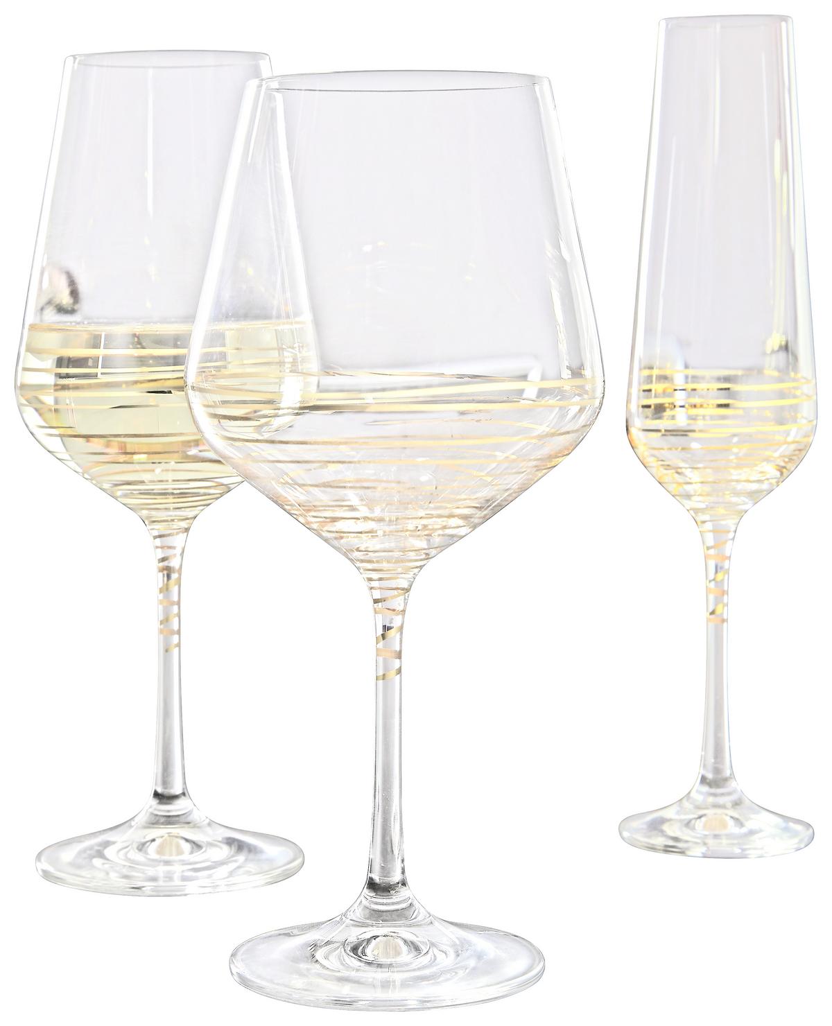 Sklenice na červené víno Elegance, ca 550ml - čiré/barvy zlata, Moderní, sklo (0,55l) - Bohemia