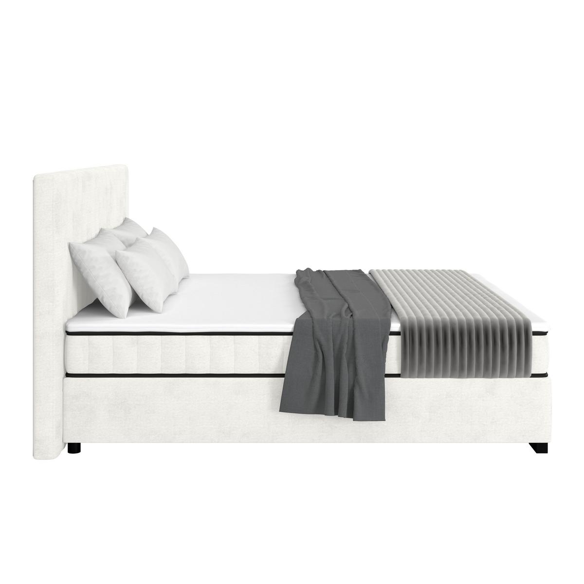 Boxbett Maya inkl. Bettkasten Cremefarben 200x220 cm - Creme/Schwarz, MODERN, Holz/Holzwerkstoff (200/220cm)