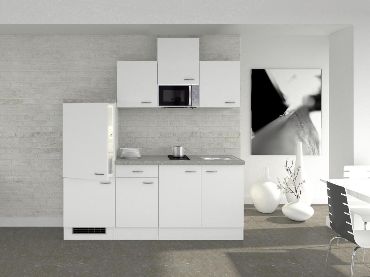 Küchenzeile Wito mit Geräten 210 cm Weiß/Grau Modern
