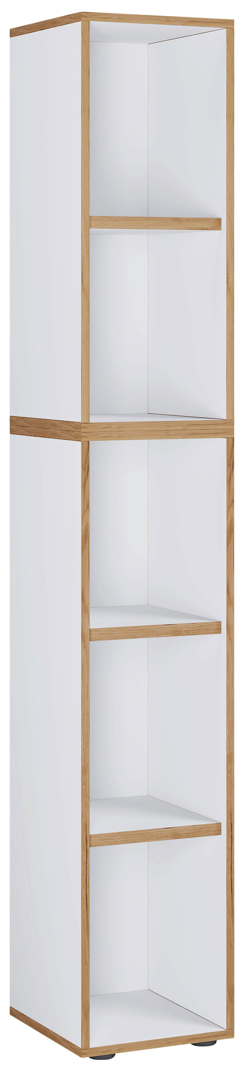 Regal Salia Weiß, Honigeiche B: 30 Cm - Honigeiche/Schwarz, Design, Holzwerkstoff (30/183/33cm) - MID.YOU