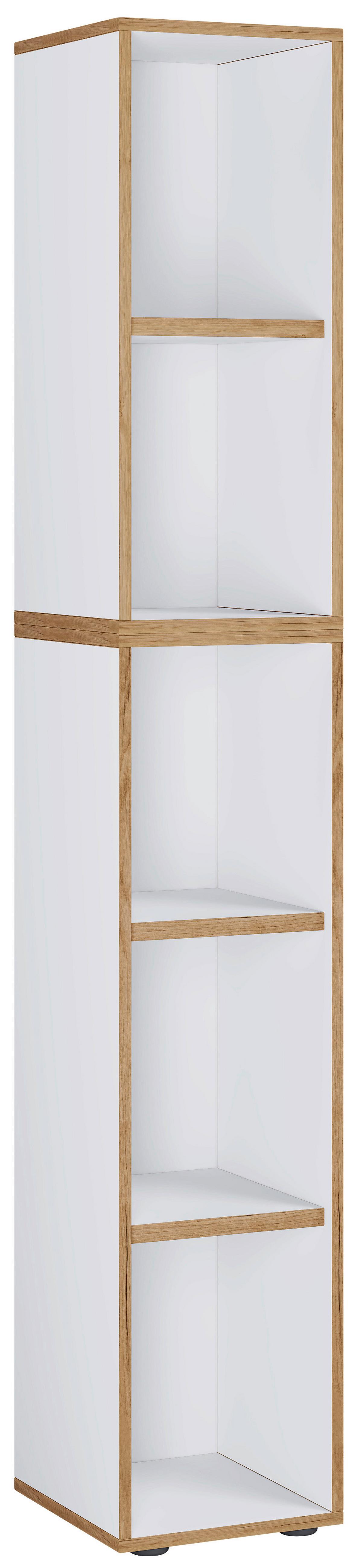 Regal Salia Weiß, Honigeiche B: 30 cm - Honigeiche/Schwarz, Design, Holzwerkstoff (30/183/33cm) - MID.YOU
