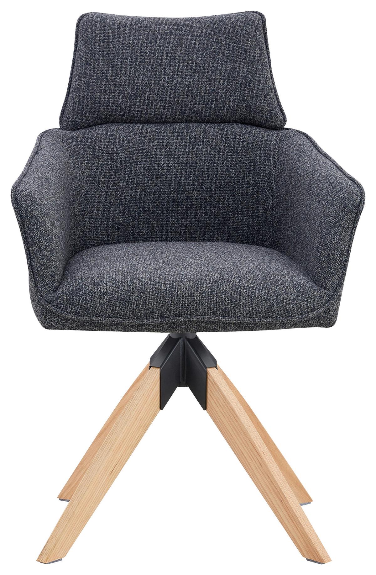 Armlehnstuhl Maris Webstoff anthrazit, B: 60 cm - Anthrazit/Naturfarben, KONVENTIONELL, Holz/Textil (60/94/67cm) - Livetastic