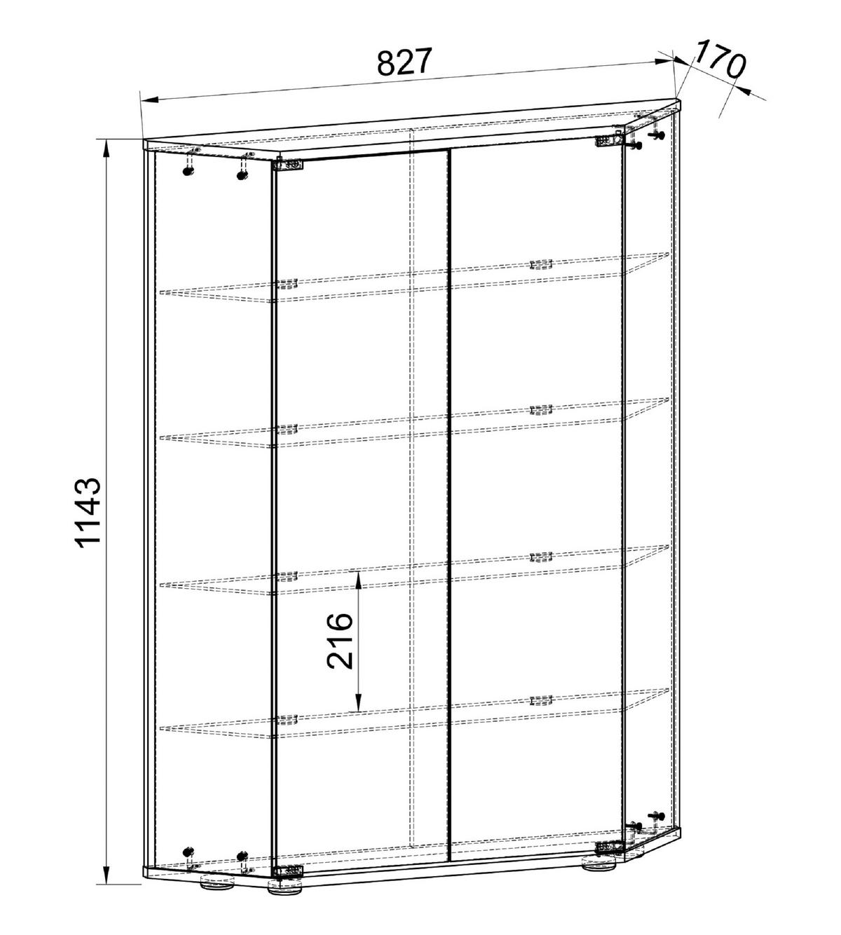 Vitrine Cenila Silberfarben B: 83 Cm - Transparent/Silberfarben, Design, Glas/Holzwerkstoff (83/114/17cm) - MID.YOU