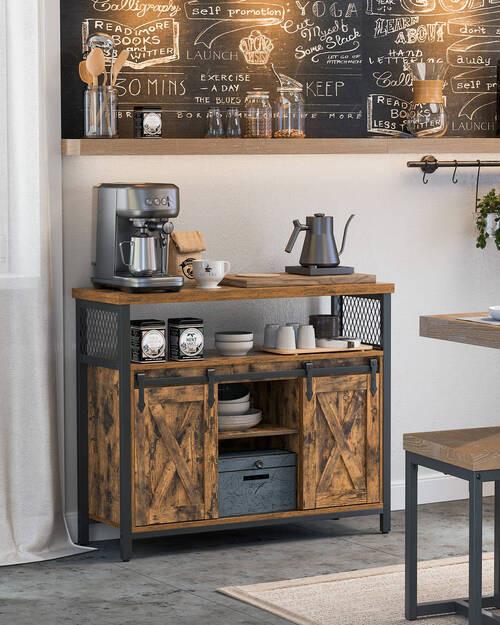 Kommode B: 100 cm Braun/Schwarz - Schwarz/Braun, Trend, Holzwerkstoff/Metall (100/80/33cm) - Boxxx