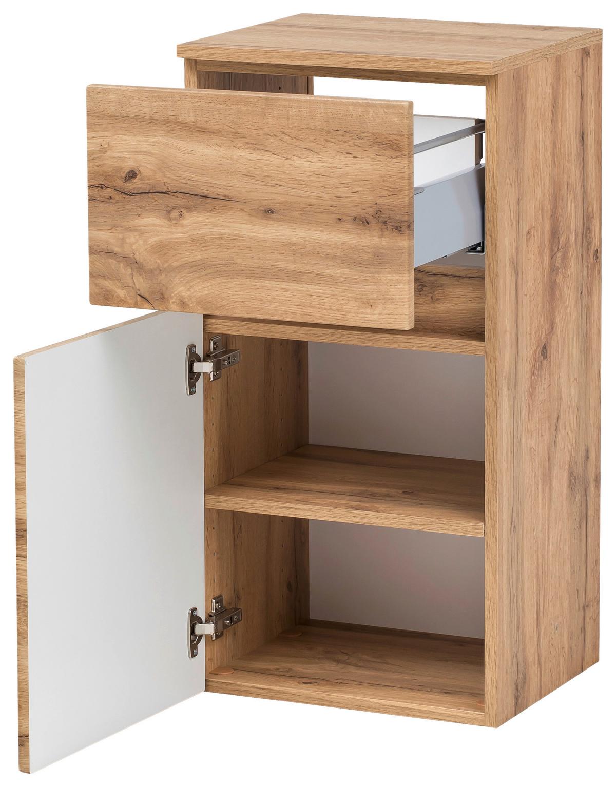 Badezimmer Unterschrank Kopenhagen BxH 40x79 cm - Eichefarben/Silberfarben, KONVENTIONELL, Holzwerkstoff (40/79/35cm) - Held