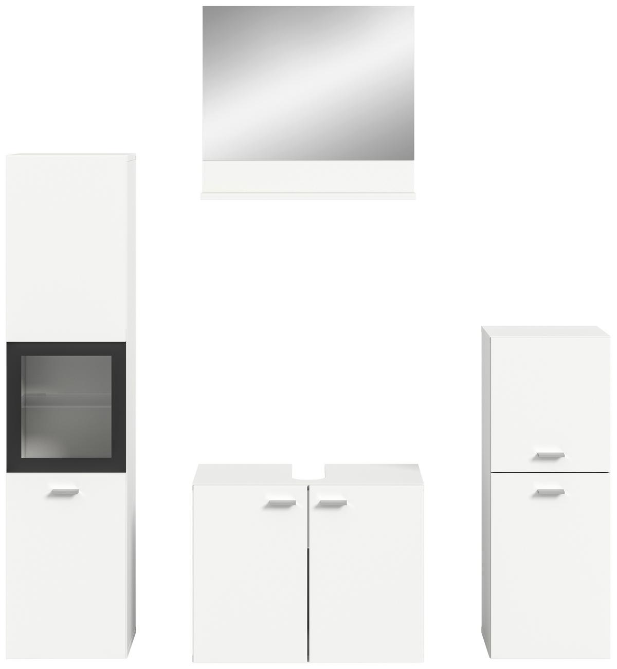 Badezimmer Boston Weiß B: 117 Cm - Silberfarben/Weiß, MODERN, Glas/Holzwerkstoff (117cm) - MID.YOU