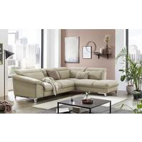 Ecksofa mit Schlaffunktion Teresa Beige 232x293 cm - Chromfarben/Beige, Design, Textil (232/293cm) - Livetastic