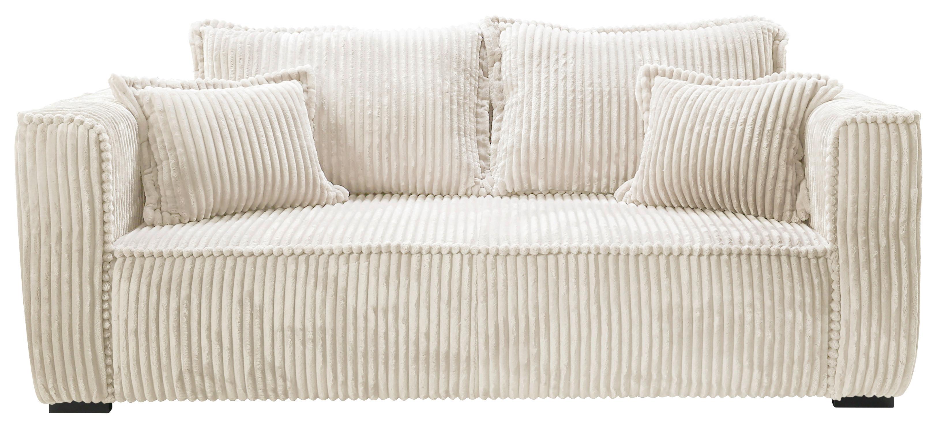 Sofa Modena inkl. Kissen Creme, B: 223 cm - Creme/Schwarz, Design, Textil (223/95/121cm) - MID.YOU