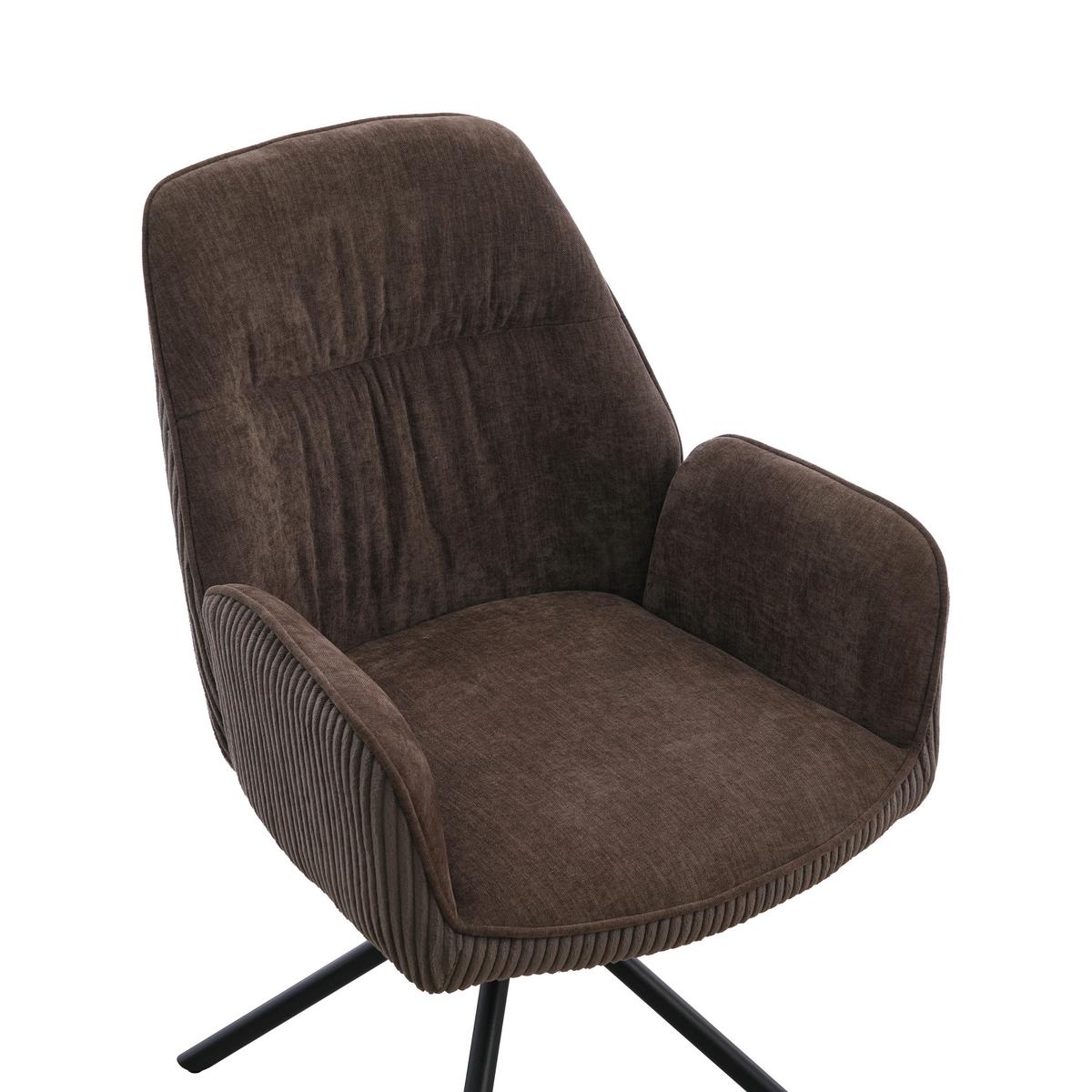 Armlehnstuhl Oulo Braun/Dunkelbraun B: 60 cm - Dunkelbraun/Schwarz, MODERN, Textil/Metall (60/89/65cm) - Livetastic