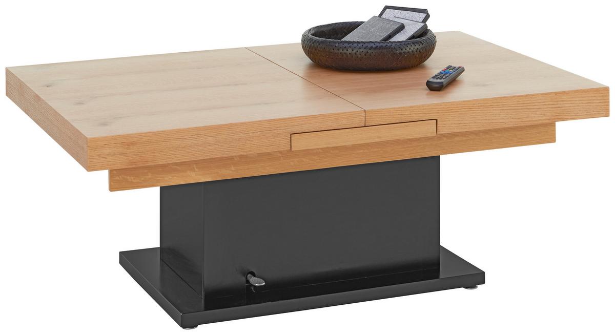 Konferenčný stolík 2 v 1 čierna/dekor dub - čierna/farba duba, Modern, kov/drevo (133-170/51,5-77,5/80cm) - Based