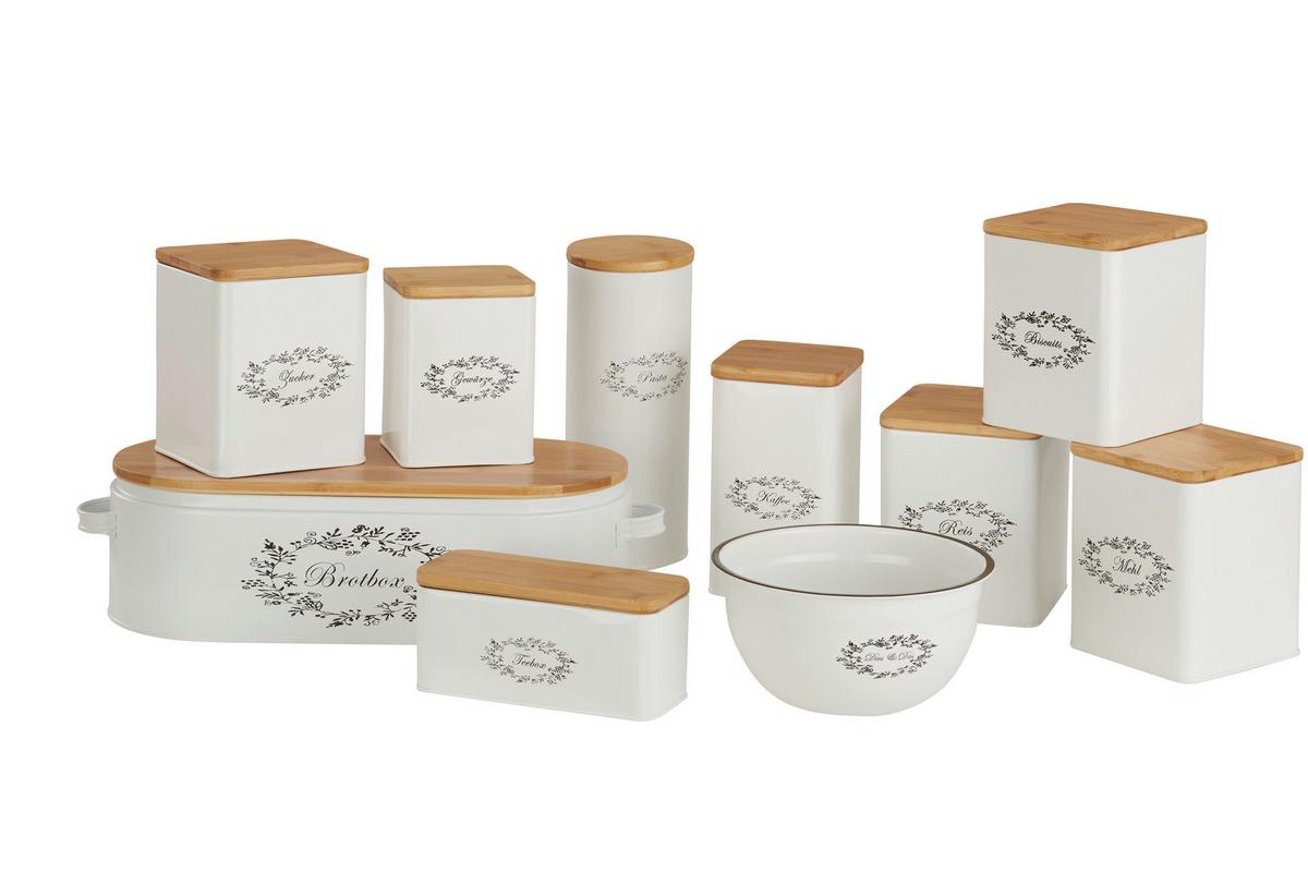 BOX NA CHLIEB Lore - biela/prírodná farba, Romantik / Landhaus, kov/drevo (43,5/20,5/13cm) - Zandiara