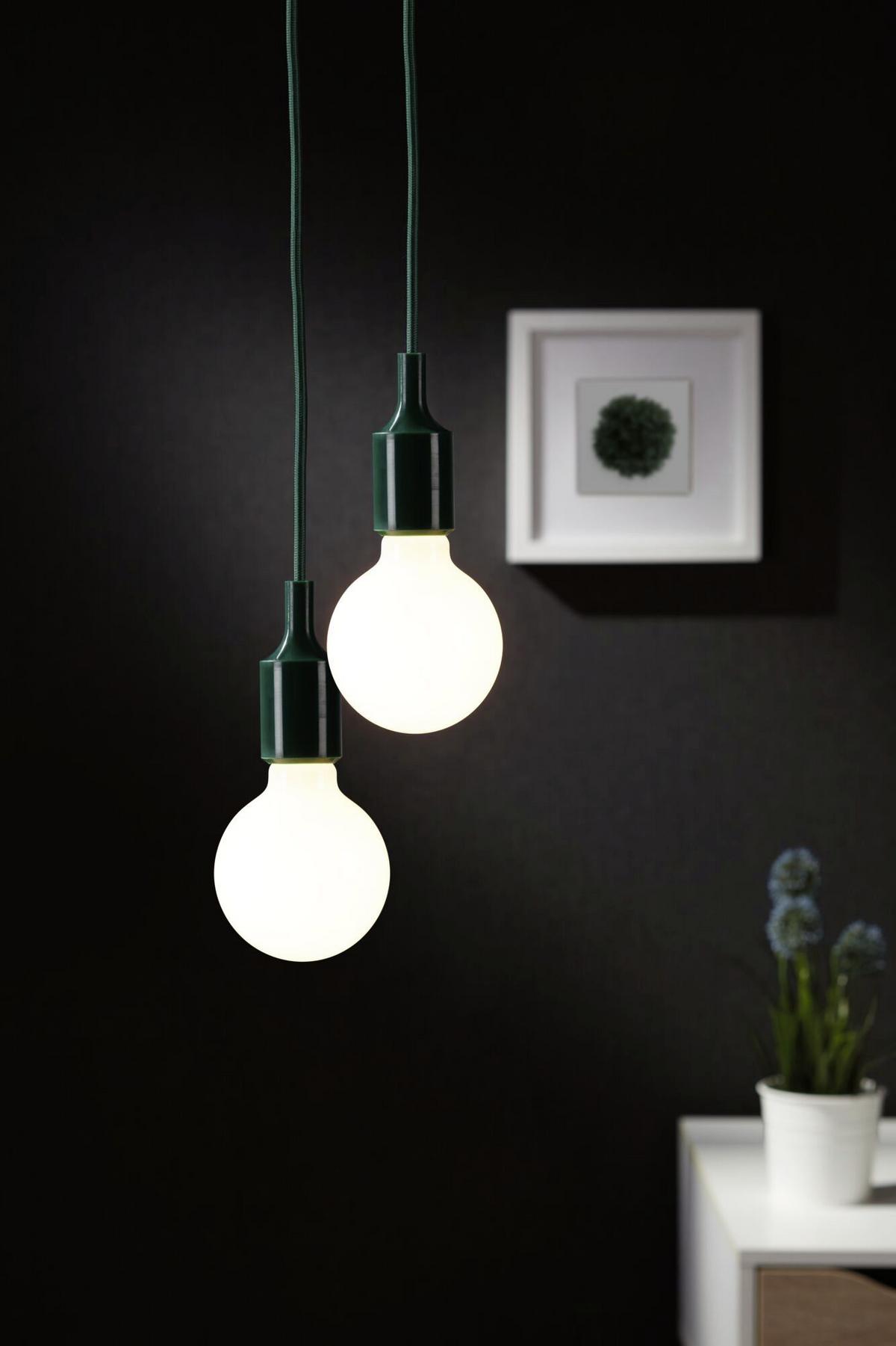 Hängeleuchte Ø 9 cm 1-Flammig - Schwarz/Grün, Basics, Kunststoff/Textil (9,0/218cm) - Paulmann